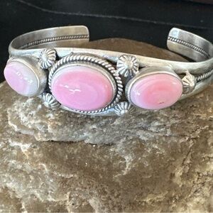 Valentines Pink Conch Cuff Bracelet Sterling Silver 18852